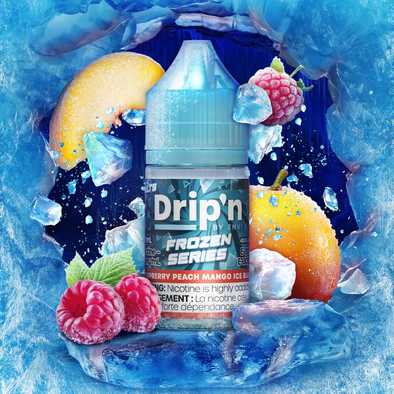 DRIP'N BY ENVI BLAST SALTS - RASPBERRY PEACH MANGO ICE BLAST