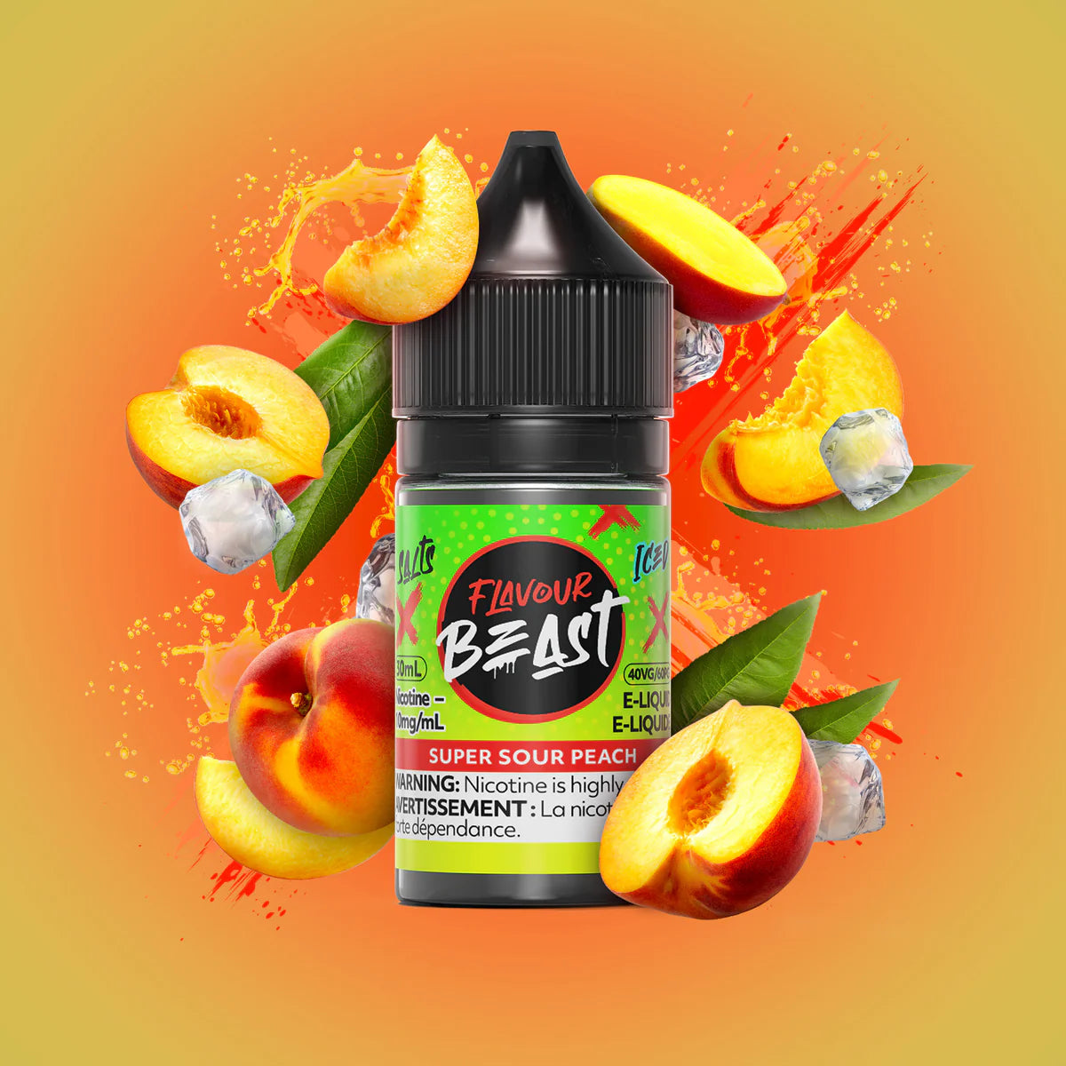 FLAVOUR BEAST E-LIQUID 20MG/30ML - SUPER SOUR PEACH (ICED) now available at Ooh My Vape