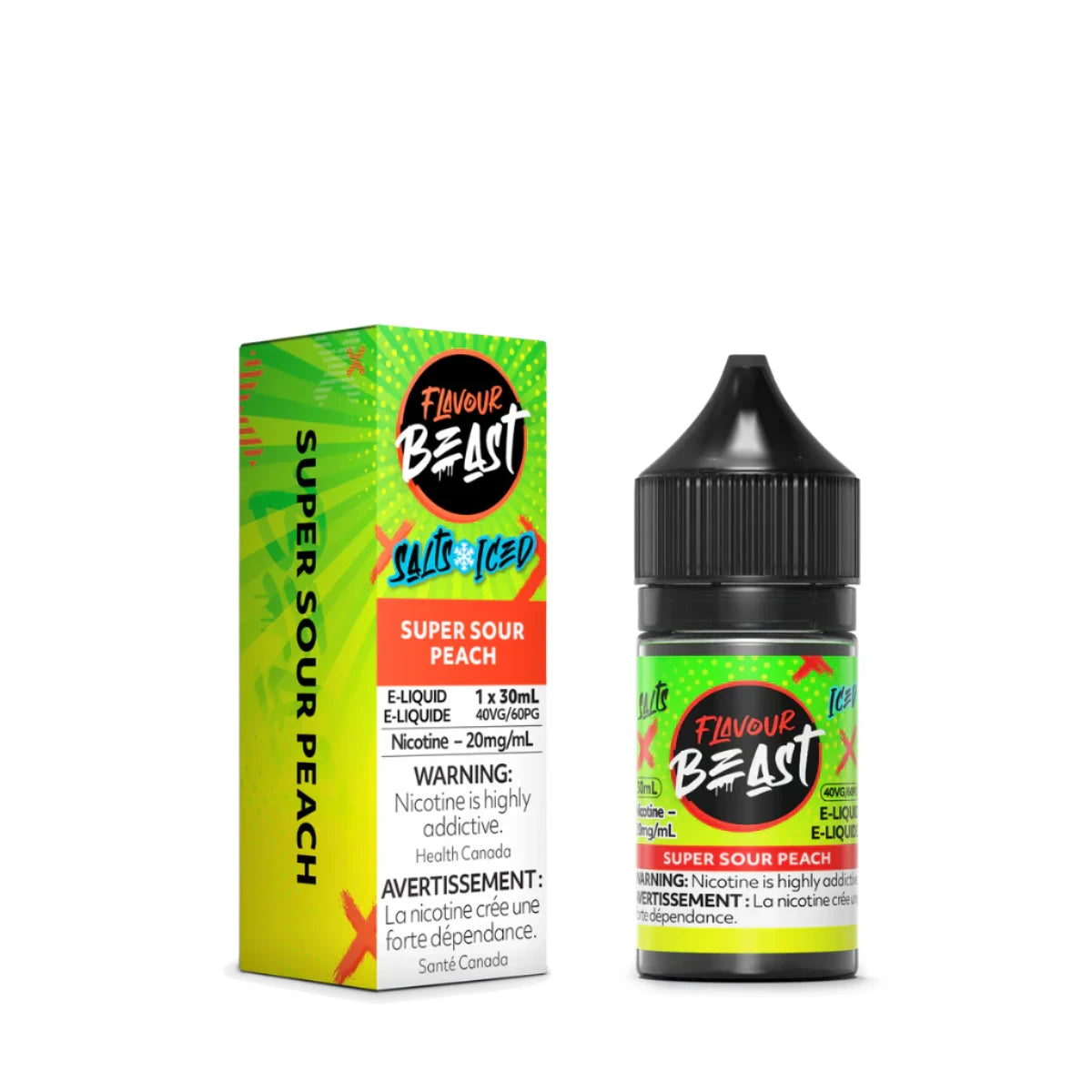 FLAVOUR BEAST E-LIQUID 20MG/30ML - SUPER SOUR PEACH (ICED)
